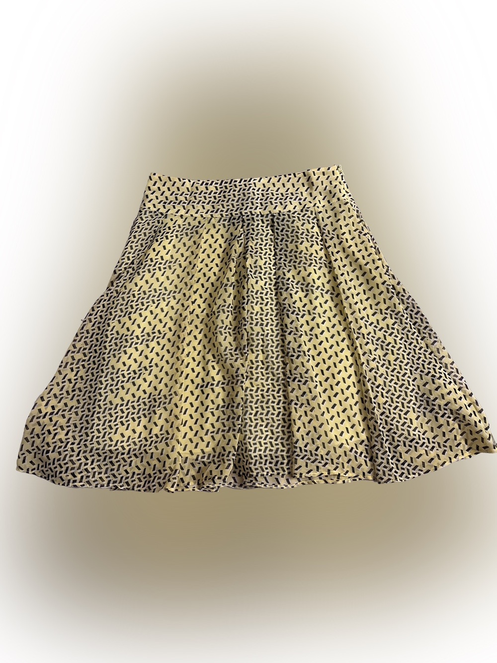 INC International Concepts Yellow A-Line Skirt with Black Geometric Print